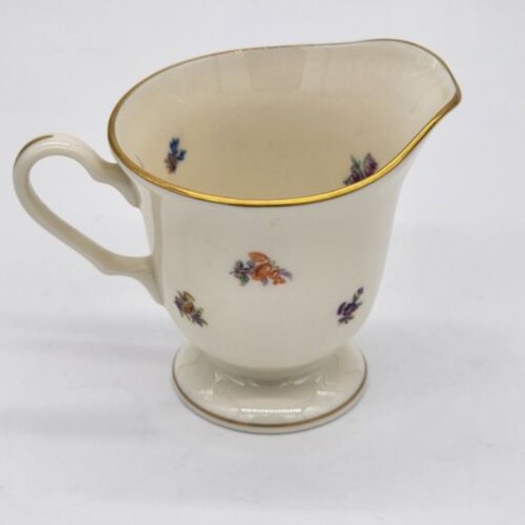 Pickard China Floral Chintz Pattern Sugar Bowl with Lid & Creamer Gold Trim USA - Picture 3 of 10